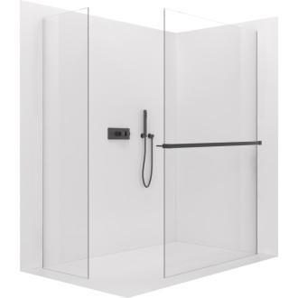 CERANO Sprchová zástěna Walk-in Onyx T L/P  +držák černá mat, transparent sklo 80x80