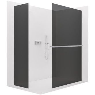 CERANO Sprchová zástěna Walk-in Onyx T L/P  +držák chrom, grafitové sklo 150x50