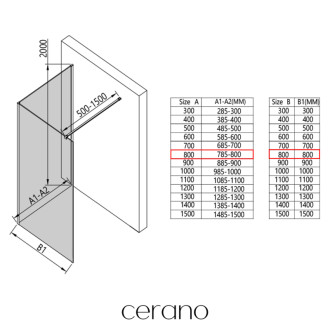 CERANO Sprchová zástěna Walk-in Onyx Corner L/P černá mat, grafitové sklo 80x200