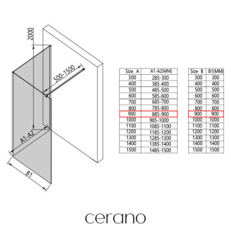 CERANO Sprchová zástěna Walk-in Onyx Corner L/P chrom, grafitové sklo 90x200