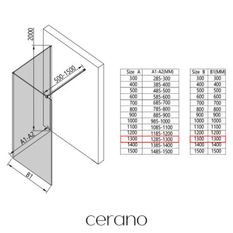 CERANO Sprchová zástěna Walk-in Onyx Corner L/P chrom, industriální sklo 130x200