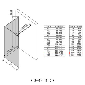 CERANO Sprchová zástěna Walk-in Onyx Corner L/P chrom, industriální sklo 140x200