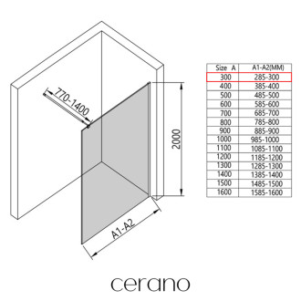CERANO Sprchová zástěna Walk-in Onyx Round L/P kulatá černá mat, transparent sklo 50x200