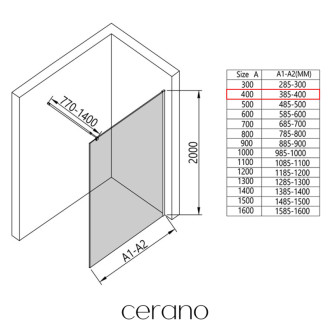 CERANO Sprchová zástěna Walk-in Onyx Round L/P kulatá černá mat, transparent sklo 60x200