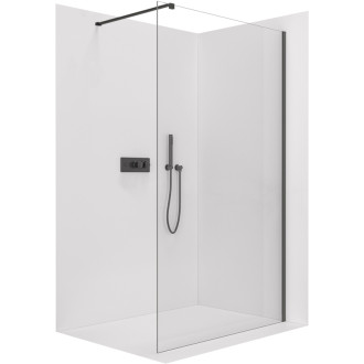 CERANO Sprchová zástěna Walk-in Onyx Round L/P kulatá černá mat, transparent sklo 60x200