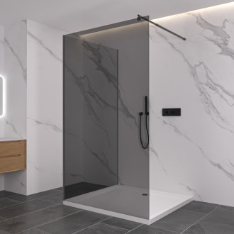 CERANO Sprchová zástěna Walk-in Onyx Corner Round L/P černá mat, grafitové sklo 120x200