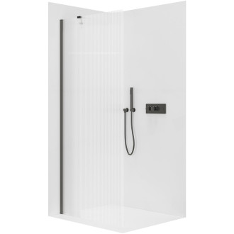 CERANO Sprchová zástěna Walk-in Onyx Y L/P černá mat, rýhované sklo 100x200