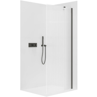 CERANO Sprchová zástěna Walk-in Onyx Y L/P černá mat, rýhované sklo 100x200