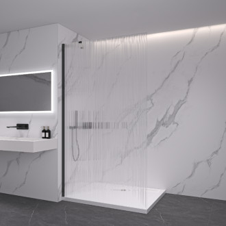 CERANO Sprchová zástěna Walk-in Onyx Y L/P černá mat, rýhované sklo 100x200