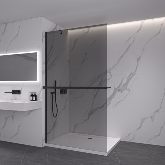 CERANO Sprchová zástěna Walk-in Onyx Y L/P držák černá mat, grafitové sklo 70x200