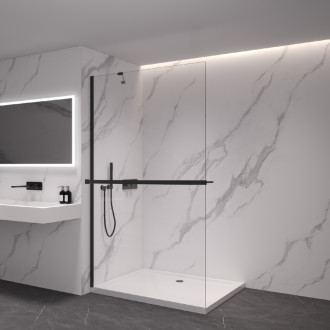 CERANO Sprchová zástěna Walk-in Onyx Y L/P držák černá mat, transparent sklo 150x200