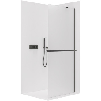 CERANO Sprchová zástěna Walk-in Onyx Y L/P +držák černá mat, mléčné sklo 120x200