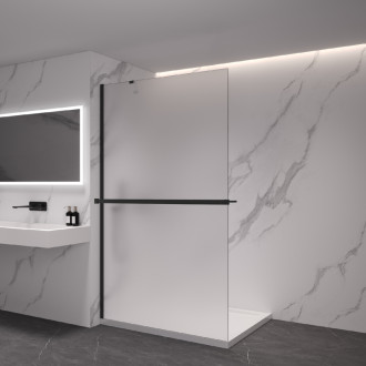CERANO Sprchová zástěna Walk-in Onyx Y L/P +držák černá mat, mléčné sklo 120x200