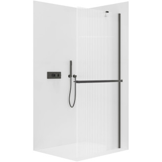 CERANO Sprchová zástěna Walk-in Onyx Y L/P +držák černá mat, rýhované sklo 100x200