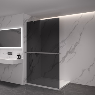 CERANO Sprchová zástěna Walk-in Onyx Y L/P +držák chrom, grafitové sklo 120x200