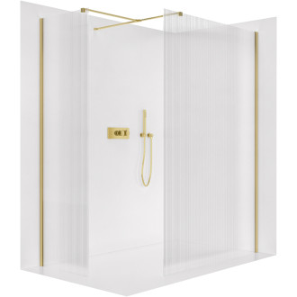 CERANO Sprchová zástěna Walk-in Onyx T L/P  černá mat, rýhované sklo 100x70