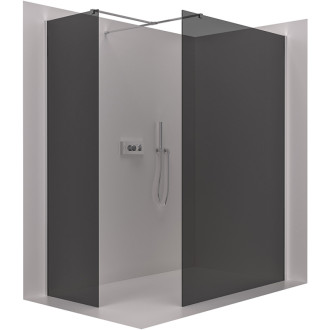 CERANO Sprchová zástěna Walk-in Onyx T L/P  chrom, grafitové sklo 140x140