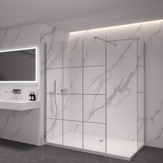 CERANO Sprchová zástěna Walk-in Onyx T L/P  chrom, industriální sklo 90x90
