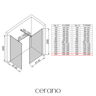 CERANO Sprchová zástěna Walk-in Onyx T L/P  chrom, transparent sklo 160x160