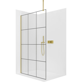 CERANO Sprchová zástěna Walk-in Onyx Top L/P 8mm zlatá kartáč/industriální sklo 150x200