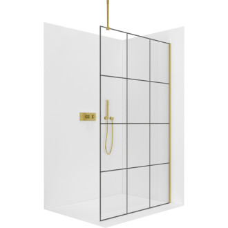 CERANO Sprchová zástěna Walk-in Onyx Top L/P 8mm zlatá kartáč/industriální sklo 150x200