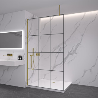CERANO Sprchová zástěna Walk-in Onyx Top L/P 8mm zlatá kartáč/industriální sklo 150x200