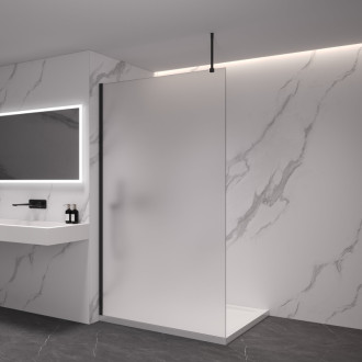 CERANO Sprchová zástěna Walk-in Onyx Top L/P černá mat, mléčné sklo 140x200