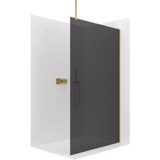 CERANO Sprchová zástěna Walk-in Onyx Top L/P zlatá kartáčovaná, grafitové sklo 160x200