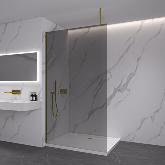 CERANO Sprchová zástěna Walk-in Onyx Top L/P zlatá kartáčovaná, grafitové sklo 160x200