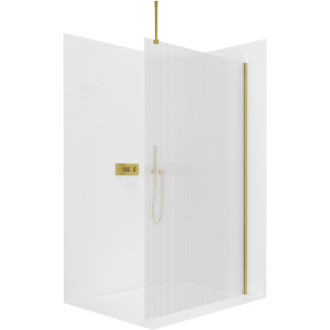 CERANO Sprchová zástěna Walk-in Onyx Top L/P zlatá kartáčovaná, rýhované sklo 110x200