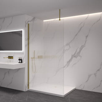 CERANO Sprchová zástěna Walk-in Onyx Top L/P zlatá kartáčovaná, rýhované sklo 60x200