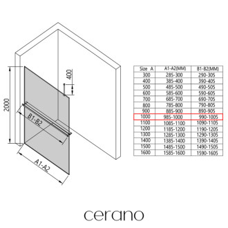 CERANO Sprchová zástěna Walk-in Onyx Top L/P +držák chrom, mléčné sklo 100x200