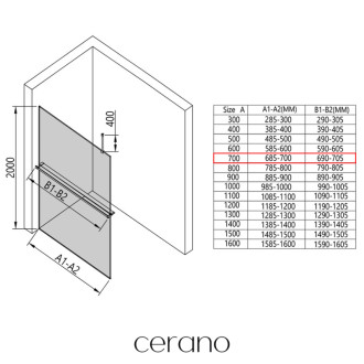 CERANO Sprchová zástěna Walk-in Onyx Top L/P +držák chrom, mléčné sklo 70x200