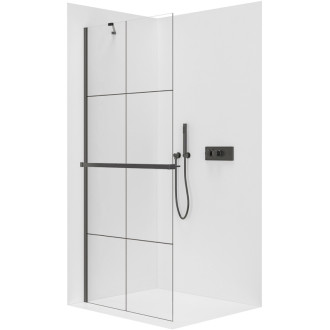 CERANO Sprchová zástěna Walk-in Onyx Y L/P +držák černá mat/industriální sklo 110x200