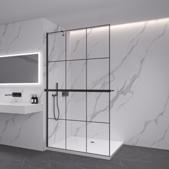 CERANO Sprchová zástěna Walk-in Onyx Y L/P +držák černá mat/industriální sklo 110x200