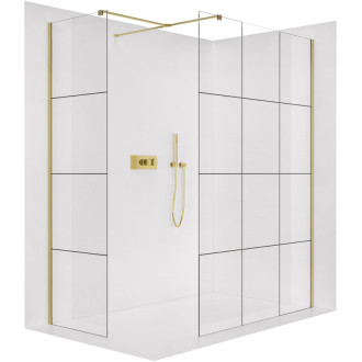 CERANO Sprchová zástěna Walk-in Onyx T L/P  zlatá kartáčovaná, industriální sklo- 130x130