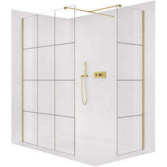 CERANO Sprchová zástěna Walk-in Onyx T L/P  zlatá kartáčovaná, industriální sklo- 140x130