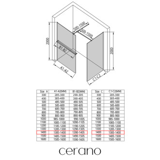 CERANO Sprchová zástěna Walk-in Onyx T L/P +držák chrom, grafitové sklo 140x140
