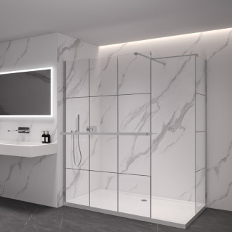 CERANO Sprchová zástěna Walk-in Onyx T L/P +držák chrom, industriální sklo 150x140