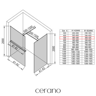 CERANO Sprchová zástěna Walk-in Onyx T L/P +držák chrom, mléčné sklo 50x50