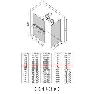 CERANO Sprchová zástěna Walk-in Onyx T L/P +držák chrom, mléčné sklo 80x80