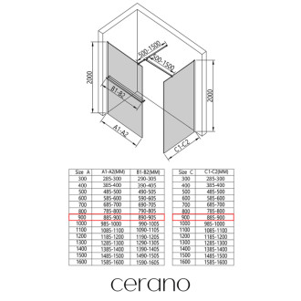 CERANO Sprchová zástěna Walk-in Onyx T L/P +držák chrom, mléčné sklo 90x90