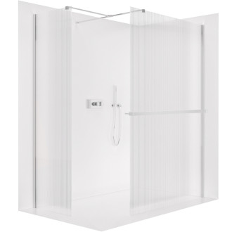 CERANO Sprchová zástěna Walk-in Onyx T L/P +držák chrom, rýhované sklo 140x120