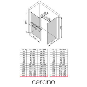 CERANO Sprchová zástěna Walk-in Onyx T L/P +držák chrom, rýhované sklo 160x160