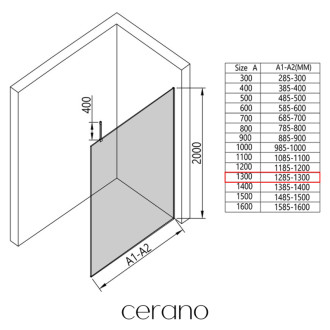 CERANO Sprchová zástěna Walk-in Onyx Top Cube L/P  černá mat, grafitové sklo 130x200