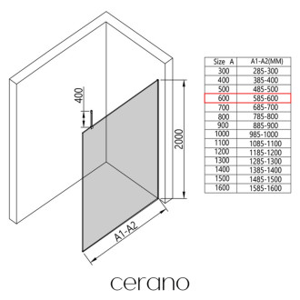 CERANO Sprchová zástěna Walk-in Onyx Top Cube L/P  černá mat, mléčné sklo 60x200
