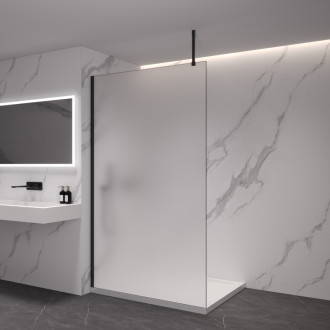 CERANO Sprchová zástěna Walk-in Onyx Top Cube L/P  černá mat, mléčné sklo 80x200