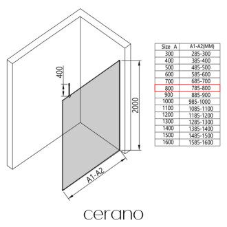 CERANO Sprchová zástěna Walk-in Onyx Top Cube L/P  chrom, mléčné sklo 80x200