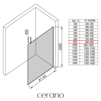CERANO Sprchová zástěna Walk-in Onyx Top Cube L/P  chrom, mléčné sklo 90x200