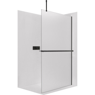 CERANO Sprchová zástěna Walk-in Onyx Top Cube L/P +držák černá mat, mléčné sklo 140x200